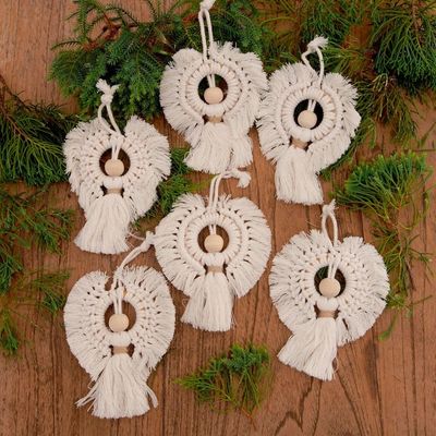 Alternate image for Cotton and Bamboo Angel Holiday Ornaments Set of 6 Snow Angels
