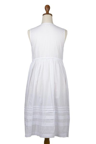 Image for Hand Sewn White Cotton Sleeveless Sundress White Hot
