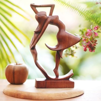Alternate image for Hand Carved Wood Statue of Woman Dancing Dancing Woman