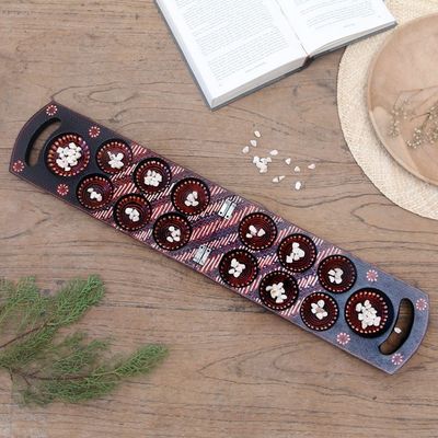Alternate image for Hand-painted Wood Batik Mancala Game from Indonesia A Passionate Leisure