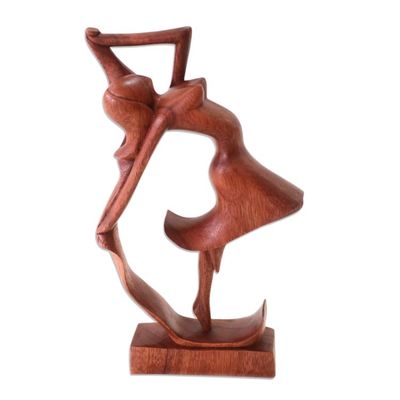 Alternate image for Hand Carved Wood Statue of Woman Dancing Dancing Woman