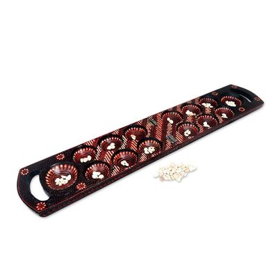 Alternate image for Hand-painted Wood Batik Mancala Game from Indonesia A Passionate Leisure