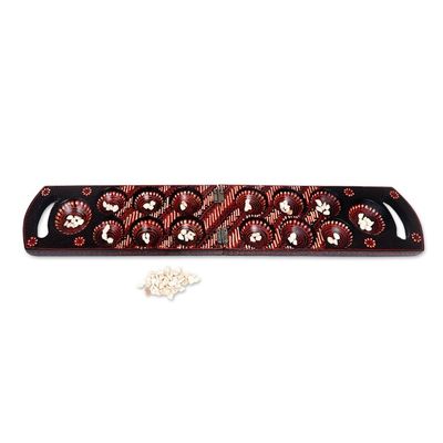Alternate image for Hand-painted Wood Batik Mancala Game from Indonesia A Passionate Leisure