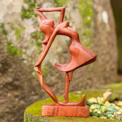 Alternate image for Hand Carved Wood Statue of Woman Dancing Dancing Woman