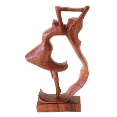 Alternate image for Hand Carved Wood Statue of Woman Dancing Dancing Woman