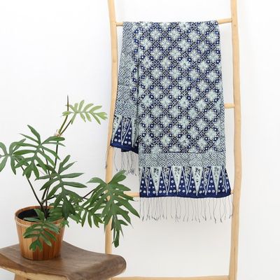 Alternate image for Silk batik shawl Frangipani Floral