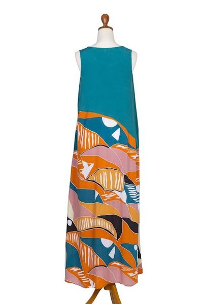 Alternate image for Long Printed Rayon Sundress Sunrise Vibes