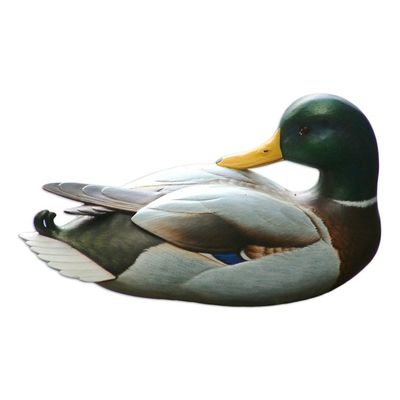 Alternate image for Handmade Wood Duck Sculpture Large Male Mallard