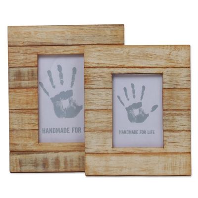 Alternate image for 4x6 and 3x5 Natural Finish Albesia Wood Photo Frames Wood Stripes