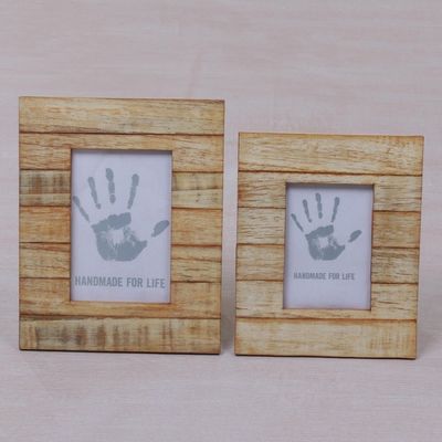Alternate image for 4x6 and 3x5 Natural Finish Albesia Wood Photo Frames Wood Stripes
