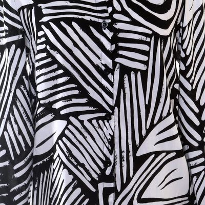 Alternate image for Silk-Screened Rayon Collared Shirt Palm Leaf in Black