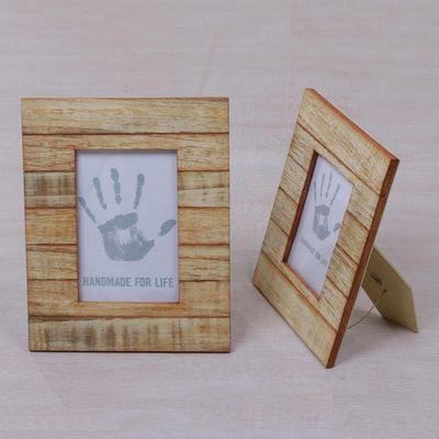 Alternate image for 4x6 and 3x5 Natural Finish Albesia Wood Photo Frames Wood Stripes