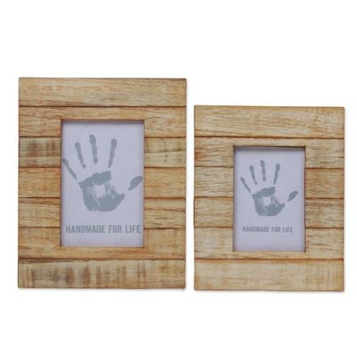 Alternate image for 4x6 and 3x5 Natural Finish Albesia Wood Photo Frames Wood Stripes