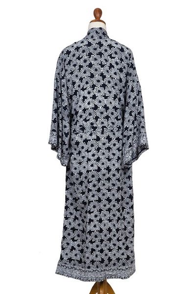 Alternate image for Mens Batik Robe from Indonesia Navy Blue Nebula