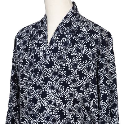 Alternate image for Mens Batik Robe from Indonesia Navy Blue Nebula