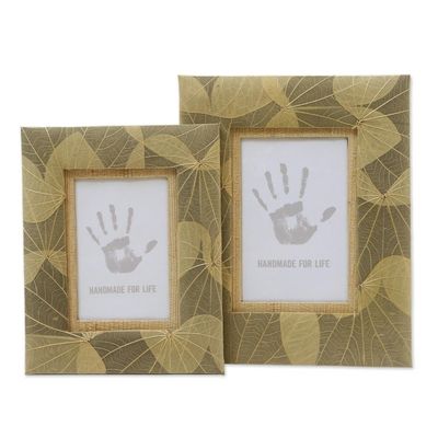 Alternate image for Hand Made Natural Fiber Photo Frames 4x6 and 3x5 Autumn Spirit in Grey