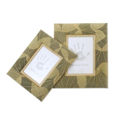 Alternate image for Hand Made Natural Fiber Photo Frames 4x6 and 3x5 Autumn Spirit in Grey