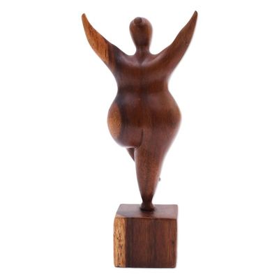 Alternate image for Hand Carved Suar Wood Sculpture of the Female Form Curvy and Happy