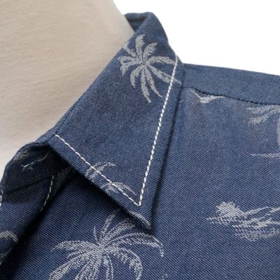 Alternate image for Mens Palm Tree-Patterned Cotton Shirt Tropical Vacation