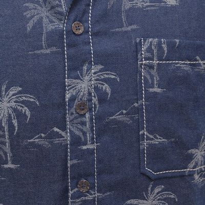 Alternate image for Mens Palm Tree-Patterned Cotton Shirt Tropical Vacation