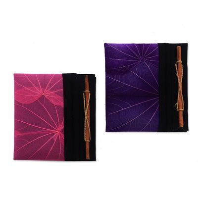 Alternate image for Pink and Purple Kupu-Kupu Leaf Journals from Bali Pair Pink and Purple Kupu-Kupu
