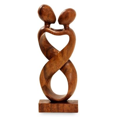 Alternate image for Romantic Wood Sculpture Heart to Heart