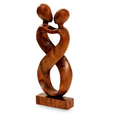 Alternate image for Romantic Wood Sculpture Heart to Heart