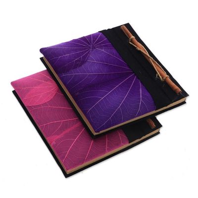 Alternate image for Pink and Purple Kupu-Kupu Leaf Journals from Bali Pair Pink and Purple Kupu-Kupu