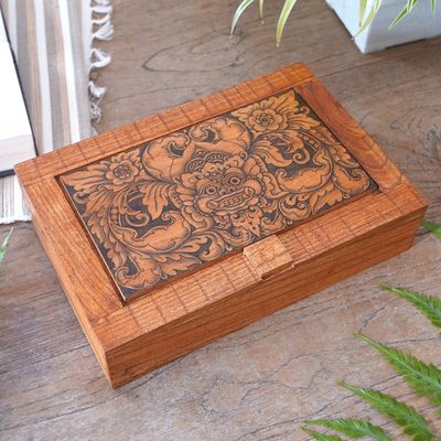 Alternate image for Hand Carved Wood Decorated Jewelry Box from Indonesia Bhoma Treasure
