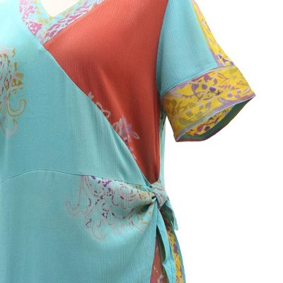 Alternate image for Hand Crafted Batik Rayon Shift Dress Bali Rainbow