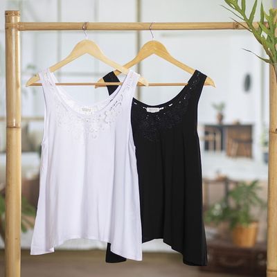 Alternate image for Hand-Embroidered Sleeveless Rayon Top from Bali Bouquet of Flowers