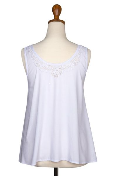 Alternate image for Hand-Embroidered Sleeveless Rayon Top from Bali Bouquet of Flowers