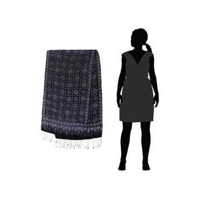 Alternate image for Batik Silk Shawl with Kawung Motifs from Bali Java Sea