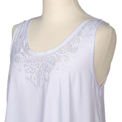 Alternate image for Hand-Embroidered Sleeveless Rayon Top from Bali Bouquet of Flowers