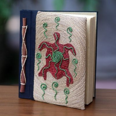 Alternate image for Red Turtle Motif Handmade Natural Fiber Blank Journal Red Turtle