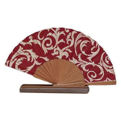 Alternate image for Batik Silk Fan Red Bali Glory