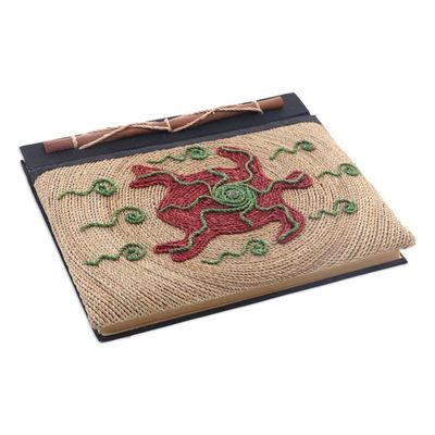 Alternate image for Red Turtle Motif Handmade Natural Fiber Blank Journal Red Turtle