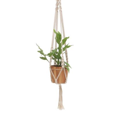 Alternate image for Hand-Knotted White Cotton Macrame Hanger from Bali Pure Home