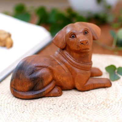 Alternate image for Hand-Carved Wood Dog Sculpture from Bali Best Boy