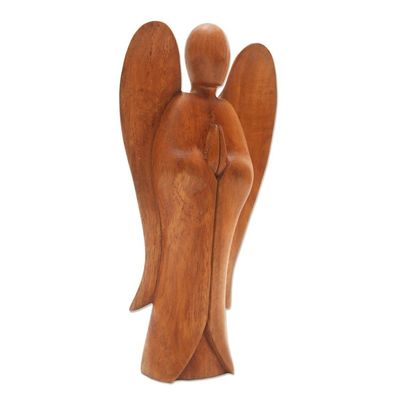 Alternate image for Carved Wood Sculpture Angel Song of Peace