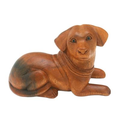 Alternate image for Hand-Carved Wood Dog Sculpture from Bali Best Boy