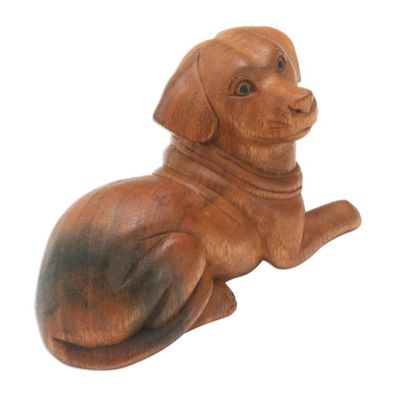 Alternate image for Hand-Carved Wood Dog Sculpture from Bali Best Boy