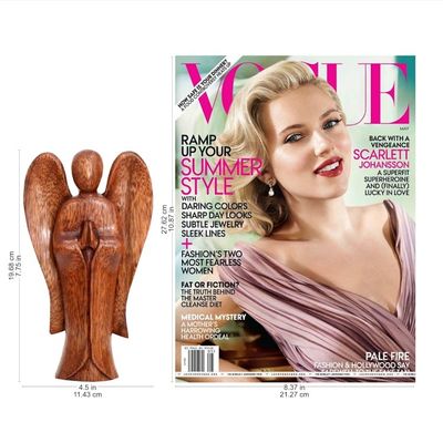 Alternate image for Carved Wood Sculpture Angel Song of Peace