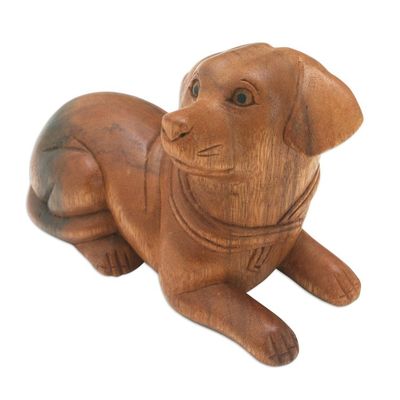 Alternate image for Hand-Carved Wood Dog Sculpture from Bali Best Boy