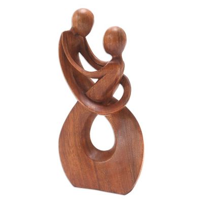 Alternate image for Hand Carved Romantic Wood Sculpture Honeymoon Dance
