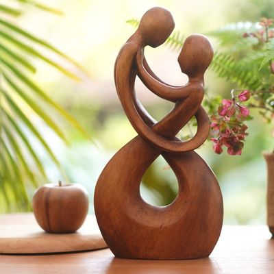 Alternate image for Hand Carved Romantic Wood Sculpture Honeymoon Dance