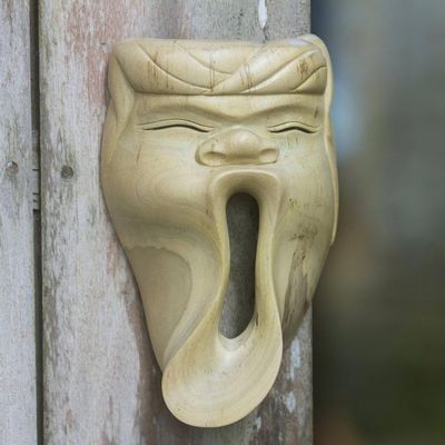 Alternate image for Handmade Bali Hibiscus Wood Mask Big Yawn