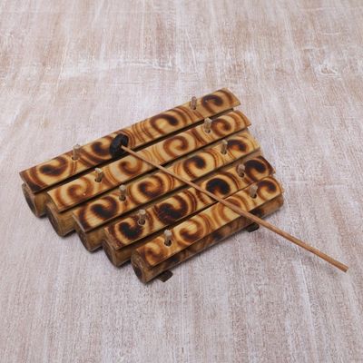 Alternate image for Swirl Motif Bamboo Xylophone with Mallet from Bali Swirling Melody
