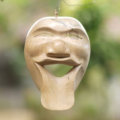 Alternate image for Hand Carved Bali Hibiscus Wood Mask Laugh Out Loud