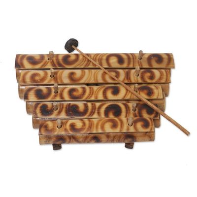Alternate image for Swirl Motif Bamboo Xylophone with Mallet from Bali Swirling Melody